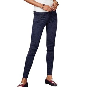 CAbi Blue Floral Jeans Curvy Skinny Style 3196